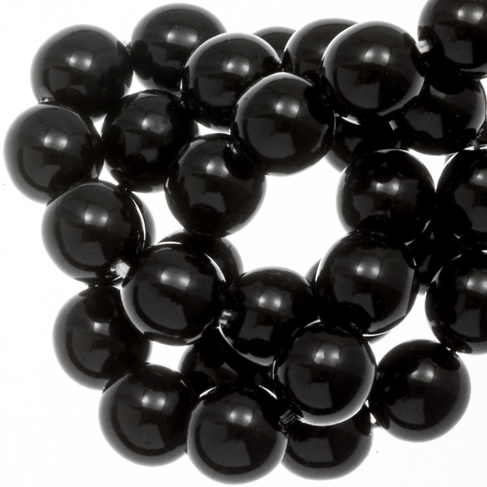 Perles en Verre Cirées Tchèques (4 mm) Black Shine (110 pièces)