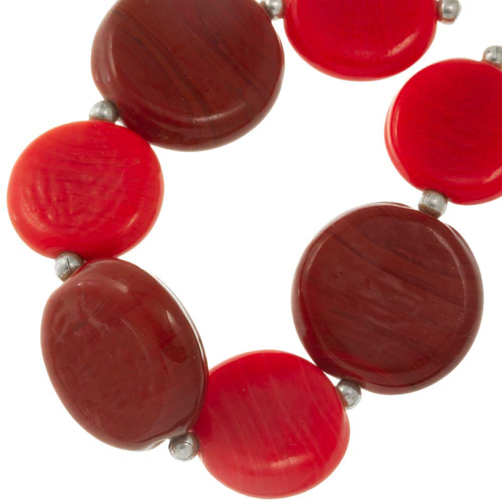 Perles en Verre (20 - 25 x 6.5 mm) Barbados Cherry (7 pièces)