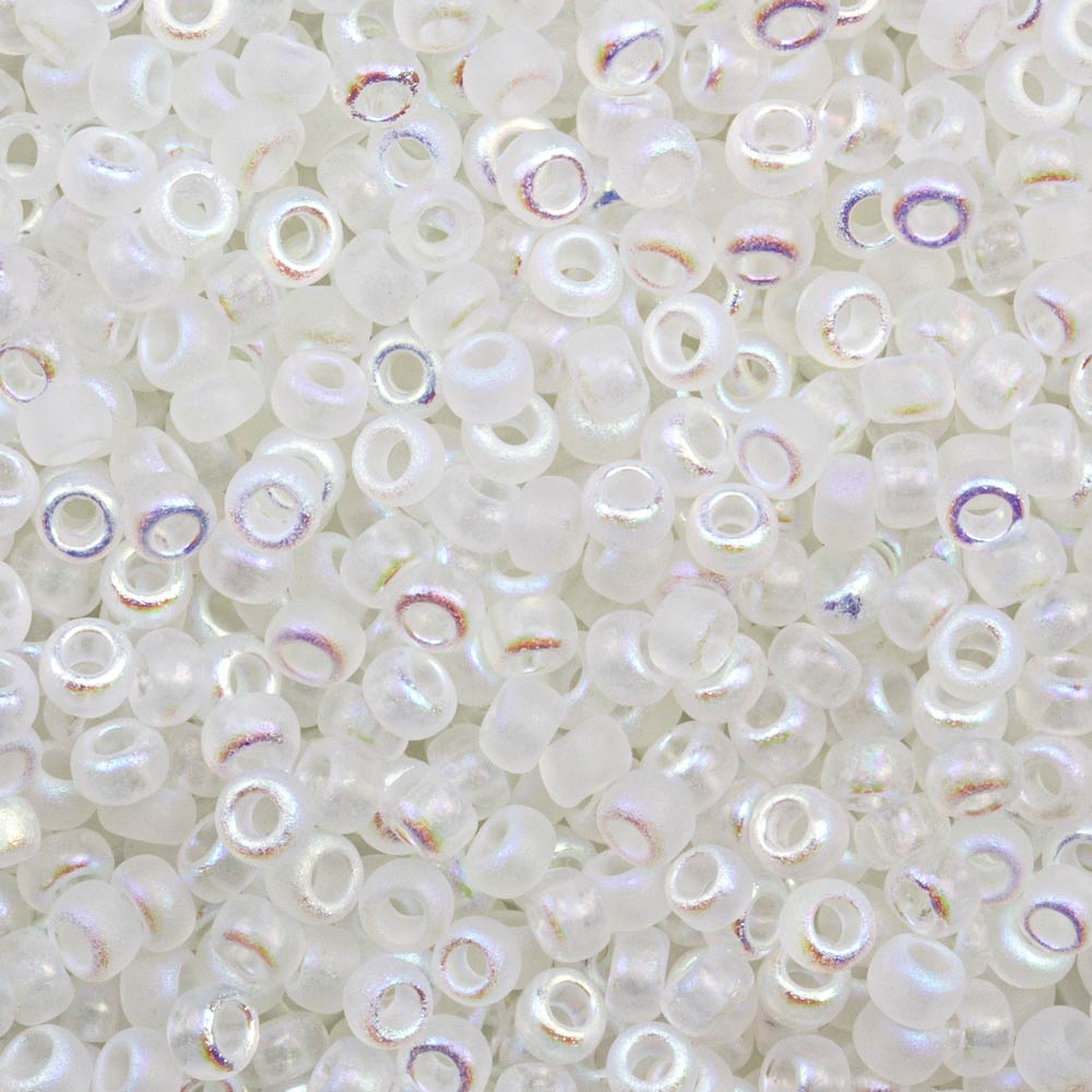 Rocailles Tchèques (3 mm) Crystal Etched AB Full (15 grammes)
