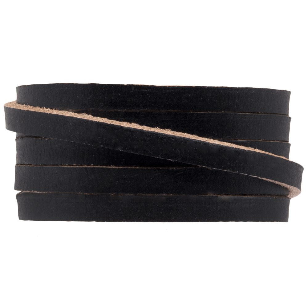 Lacet Cuir Plat (5 x 2 mm) Black (1 mètre)