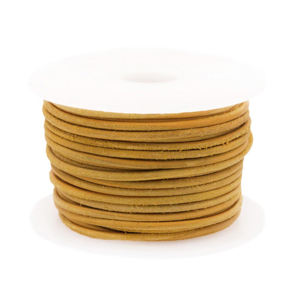 Cordon Cuir Rond (1 mm) Ocher Yellow (10 mètres)