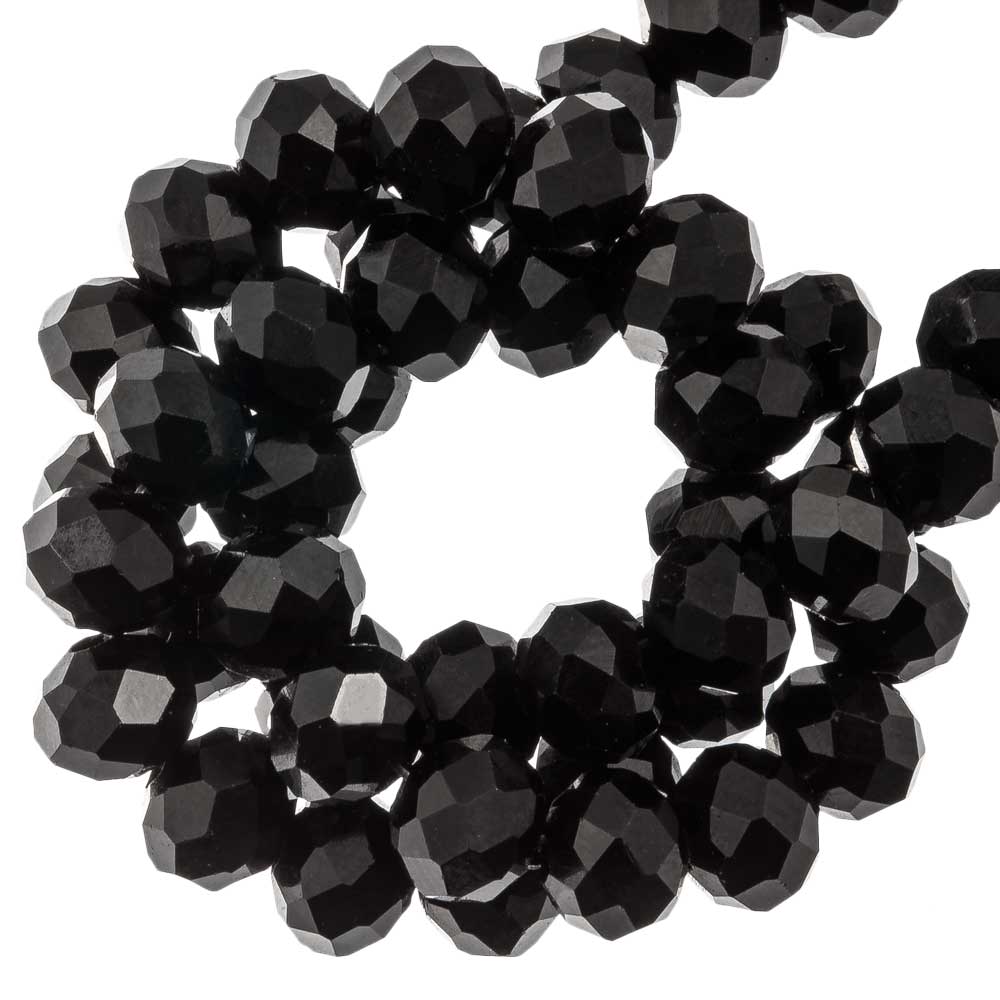 Perles Facettes Rondelles (6 x 4 mm) Sparkling Black (90 pièces)