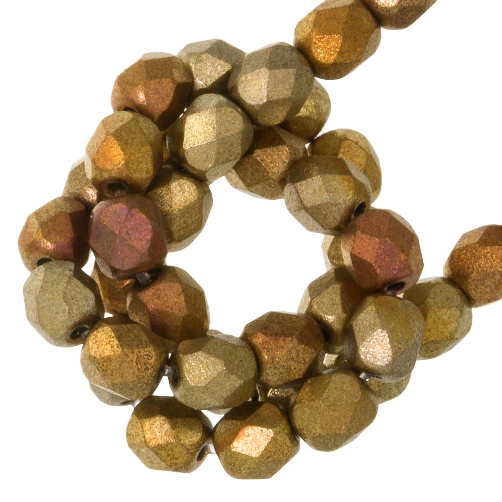 Perles Facettes Polies au Feu Tchèques (4mm) Metallic Mix (50 pièces)