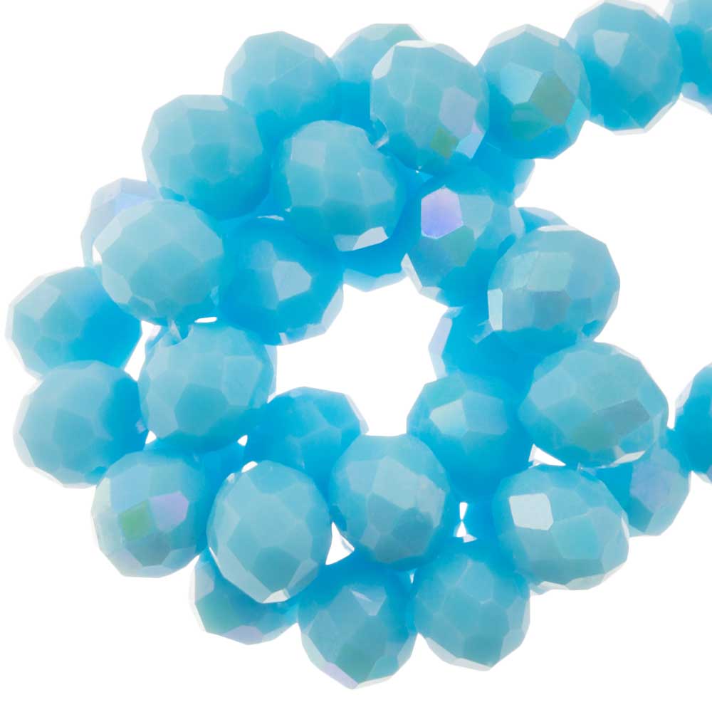 Perles Facettes Rondelles (8 x 6 mm) Galvanized Sky Blue AB (67 pièces)