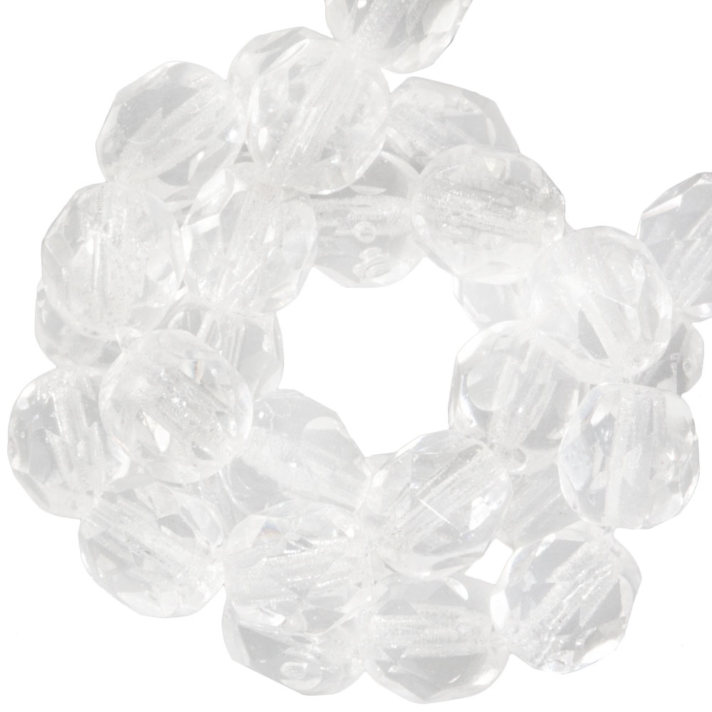 Perles Facettes Polies au Feu Tchèques (8 mm) Crystal (25 pièces)