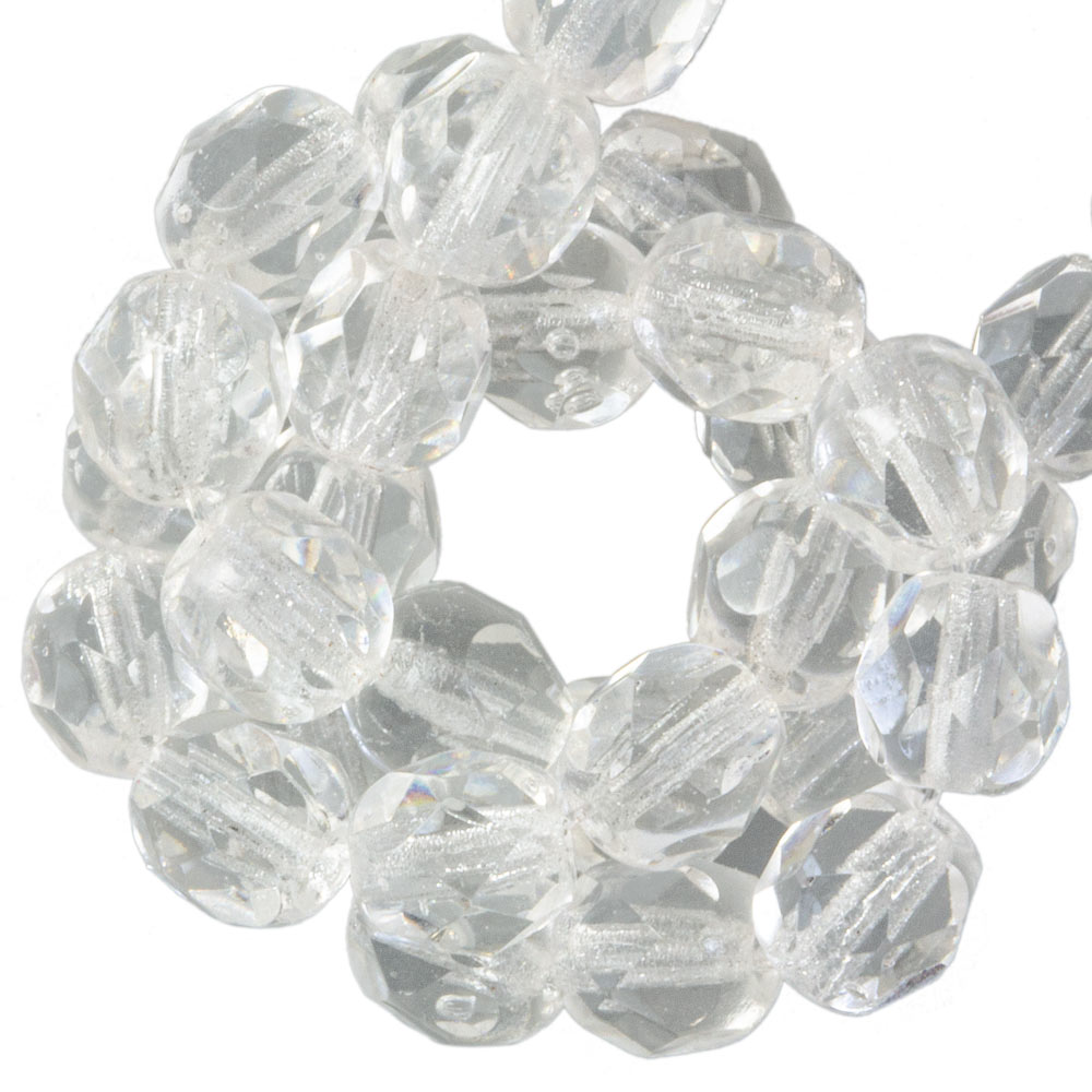 Perles Facettes Polies au Feu Tchèques (4 mm) Crystal White Shine (50 pièces)