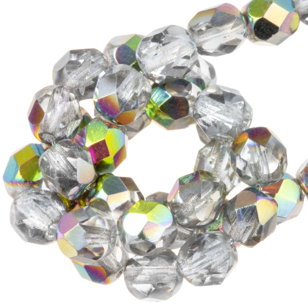 Perles Facettes Polies au Feu Tchèques (6 mm) Crystal Vitrail (25  pièces)