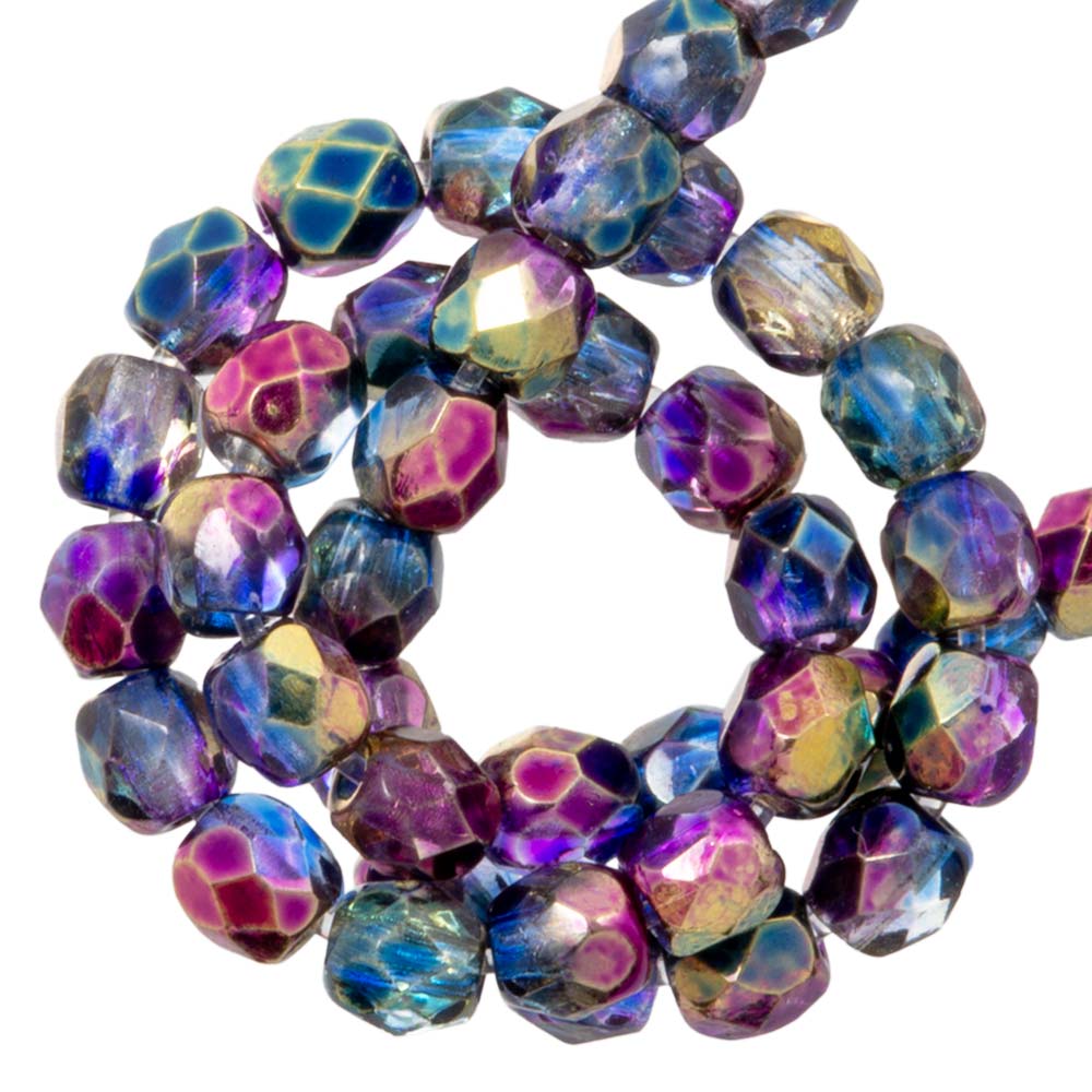 Perles Facettes Polies au Feu Tchèques (4 mm) Crystal Magic Royal (50 pièces)