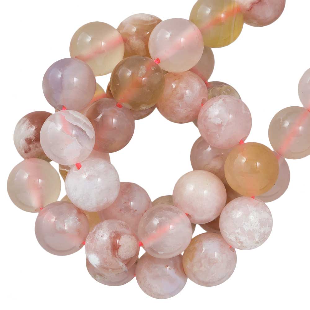 Perles Agate Fleur de Cerisier (8 mm) 45 pièces