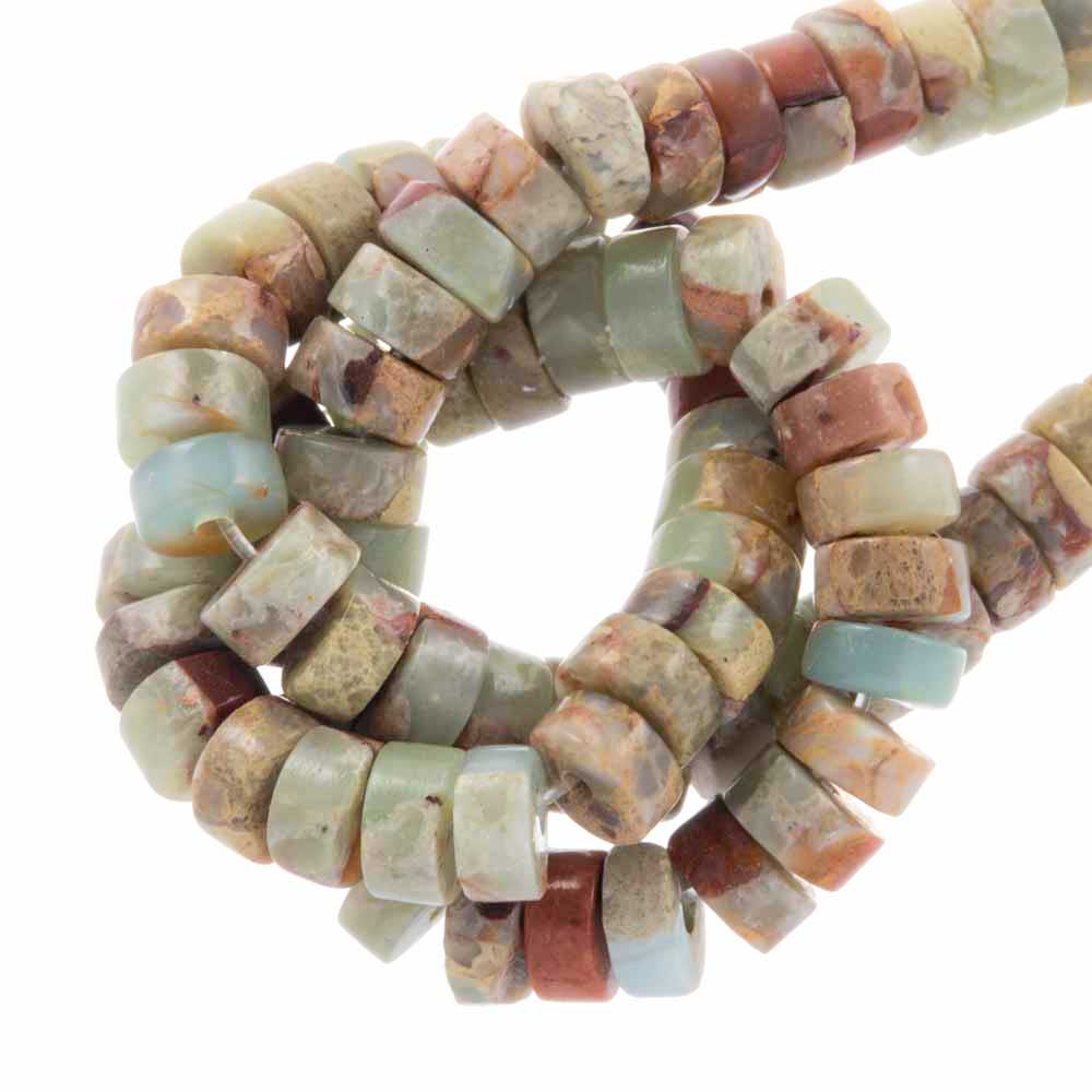 Perles Jaspe Aqua Terra Heishi (4 x 2 mm) 170 pièces