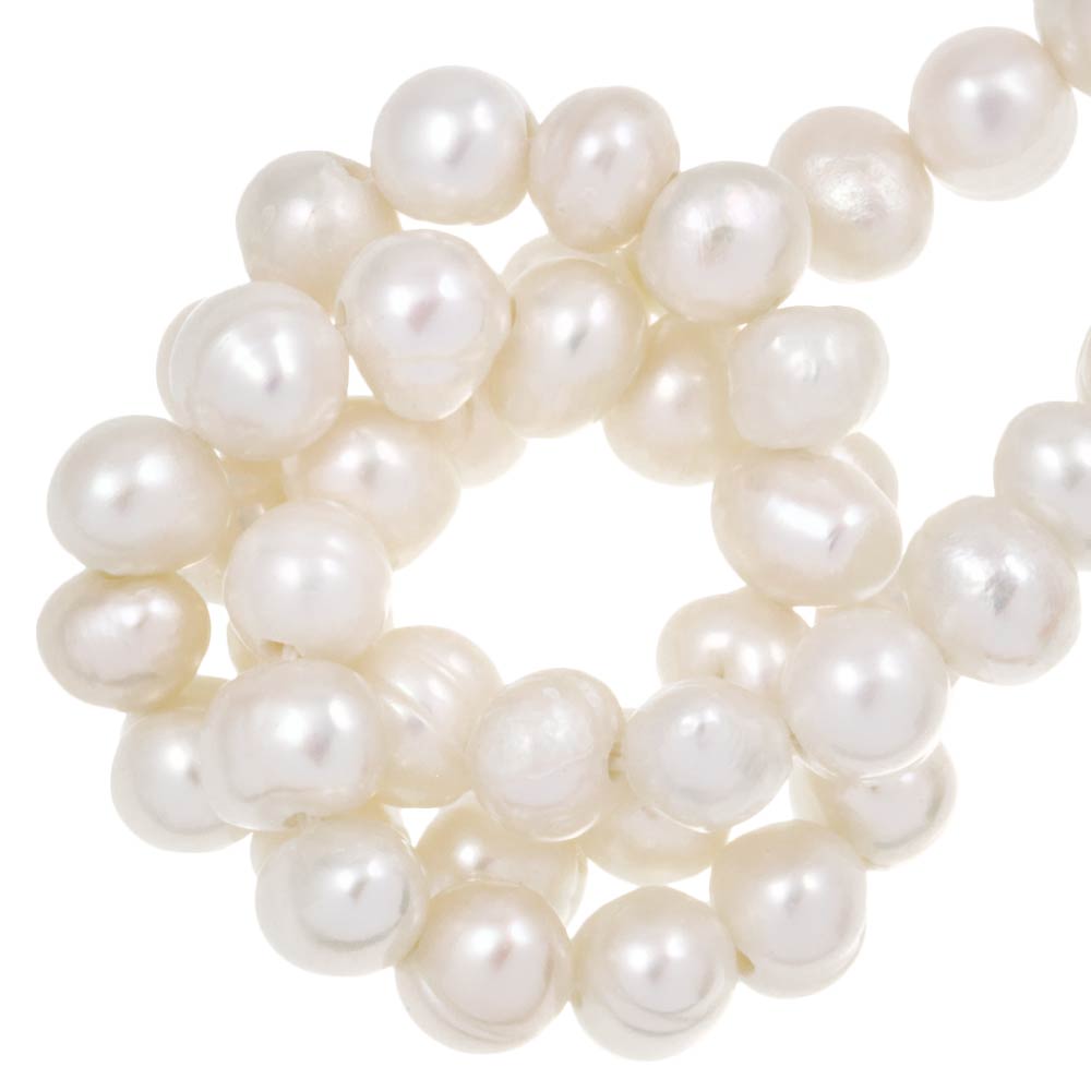 Perles d’Eau Douce (5 x 4.5 mm) White (41pièces)