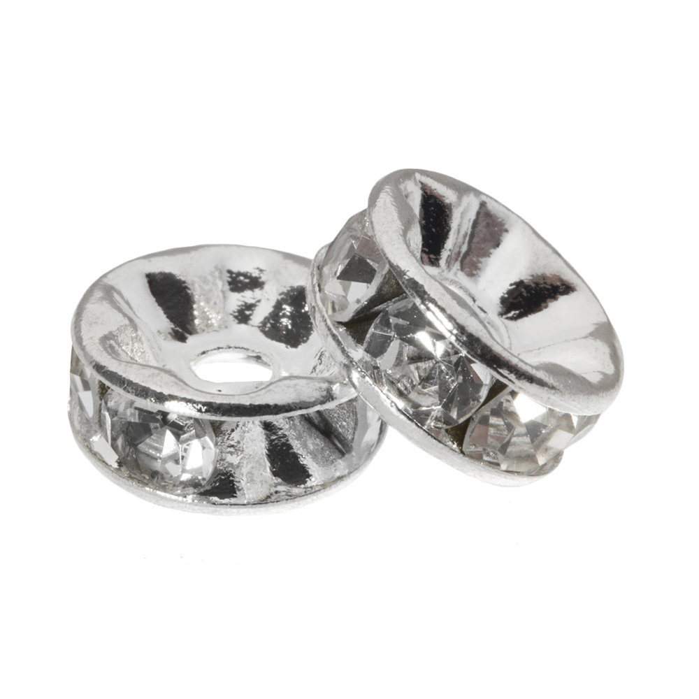 Perles Intercalaires Rondelles Strass (6 x 3 mm) Clear Crystal (10 pièces)