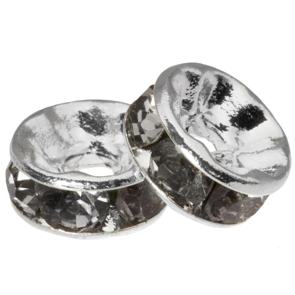 Perles Intercalaires Rondelles Strass (8 x 4 mm) Grey (10 pièces)