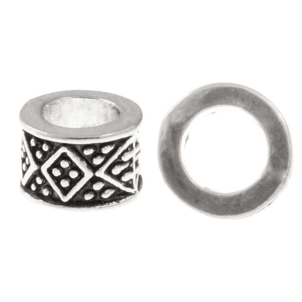 Perles en Métal Grand Trou (8 x 5 mm) Argent Antique (5 pièces) 