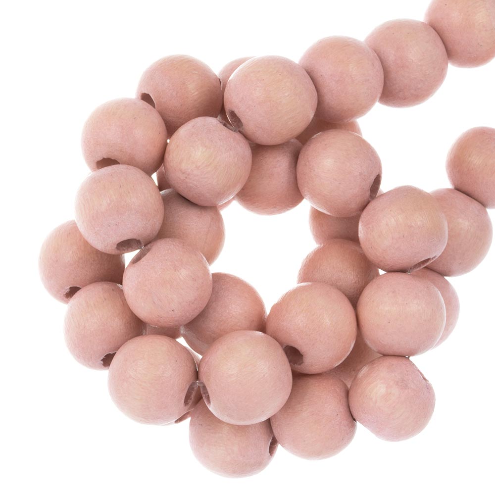 Perles en Bois Look Vintage (10 mm) Misty Rose (80 pièces)