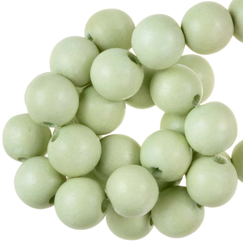 Perles en Bois Look Vintage (12 mm) Pastel Green (70 pièces)