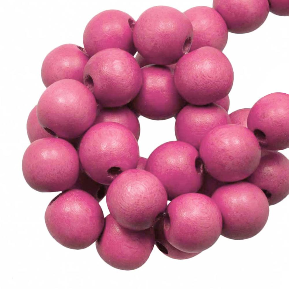 Perles en Bois Look Intense (10 mm) Fuchsia Rose (80 pièces)