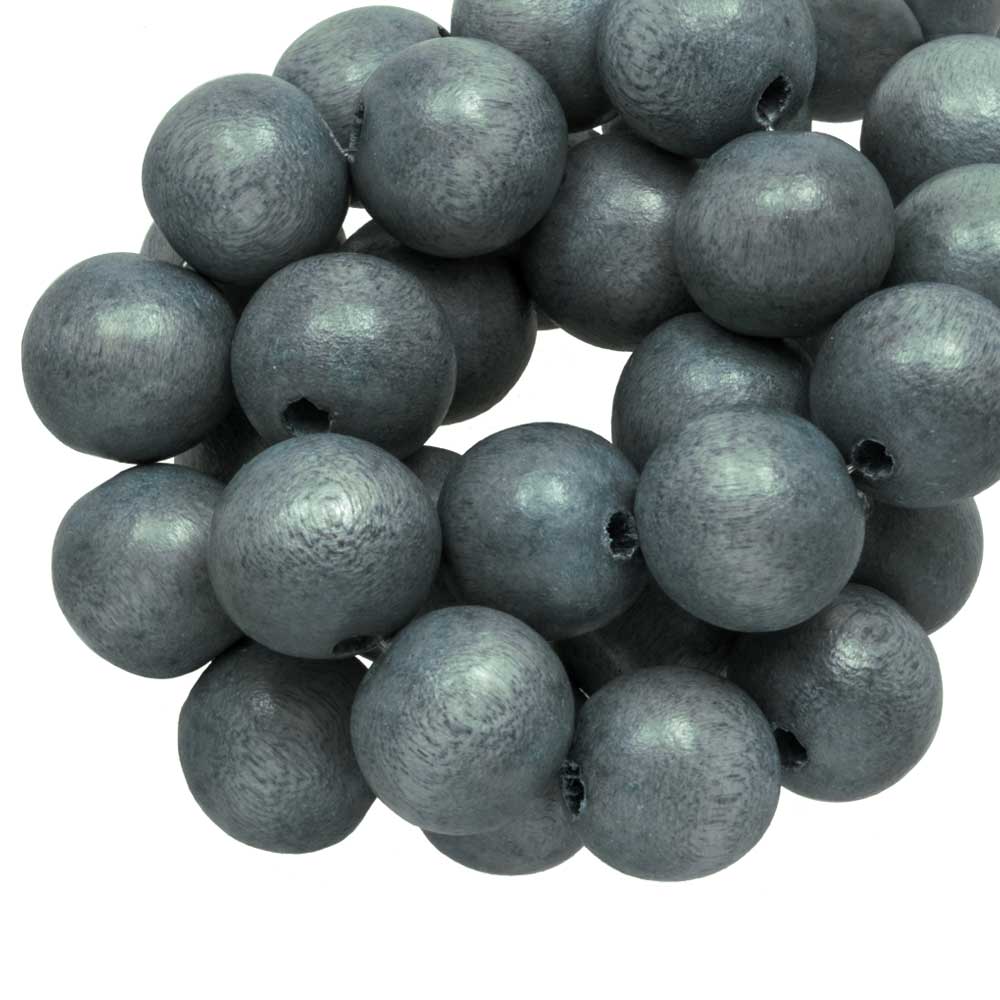 Perles en Bois Look Vintage (10 mm) Grey Blue (80 pièces)