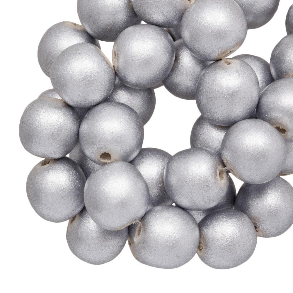 Perles En Bois Look Métallique (6 mm) Silver (140 pièces)