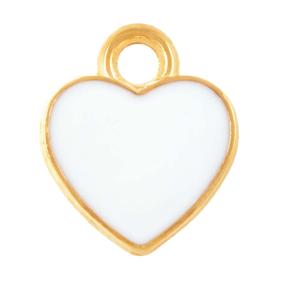 Breloque Émaillée Coeur(12 x 10 x 2 mm) White (5 pièces)