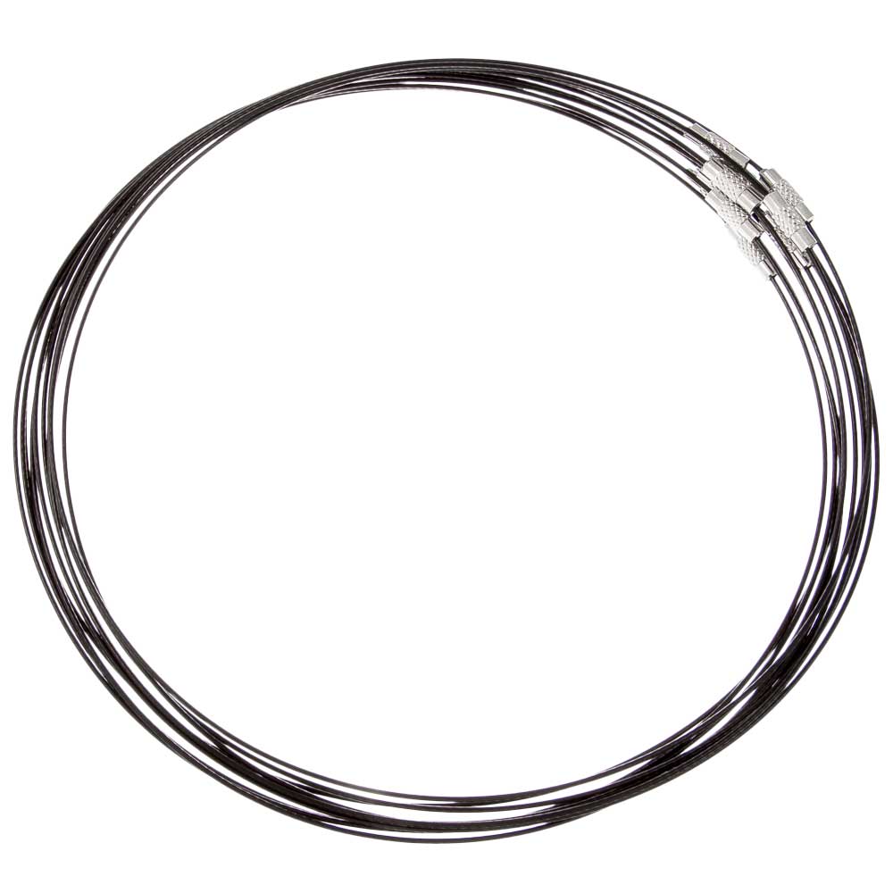 Collier Ras de Cou Acier Inoxydable Fermoir à Vis (45 cm) Noir (10 pièces)
