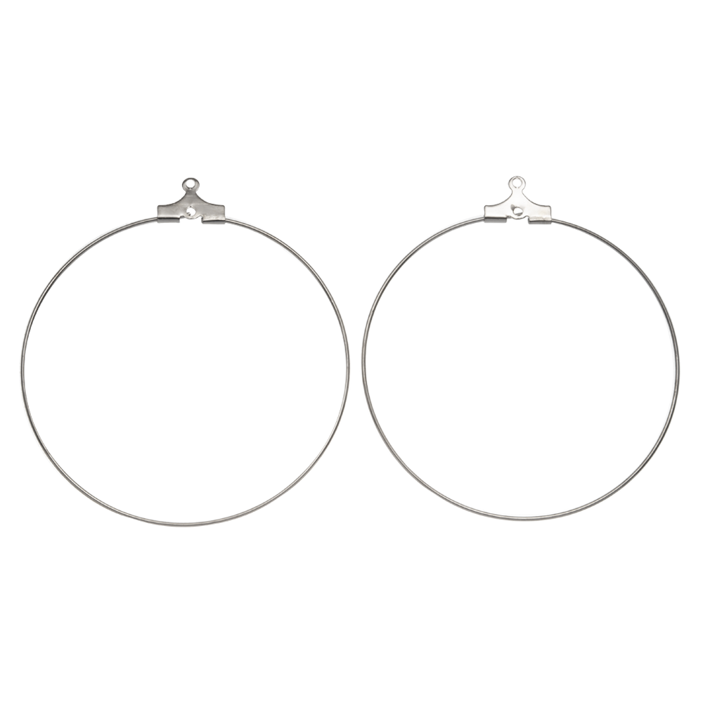 Montures Boucle d'Oreilles (40 mm) Argent Antique (30 pièces)