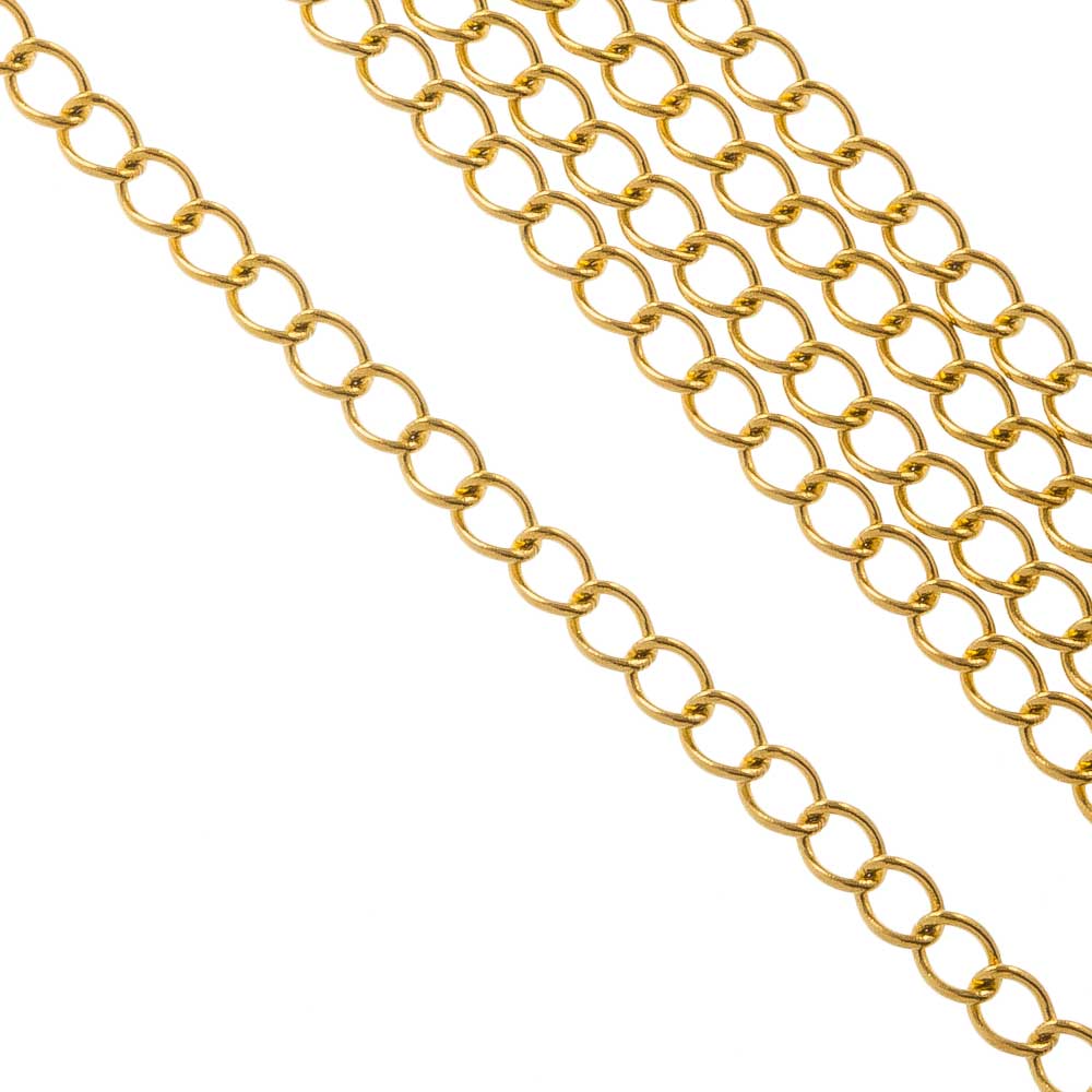 Chaine Maille Acier Inoxydable (3.5 x 2.5 x 0.5 mm) Or (20 mètres)