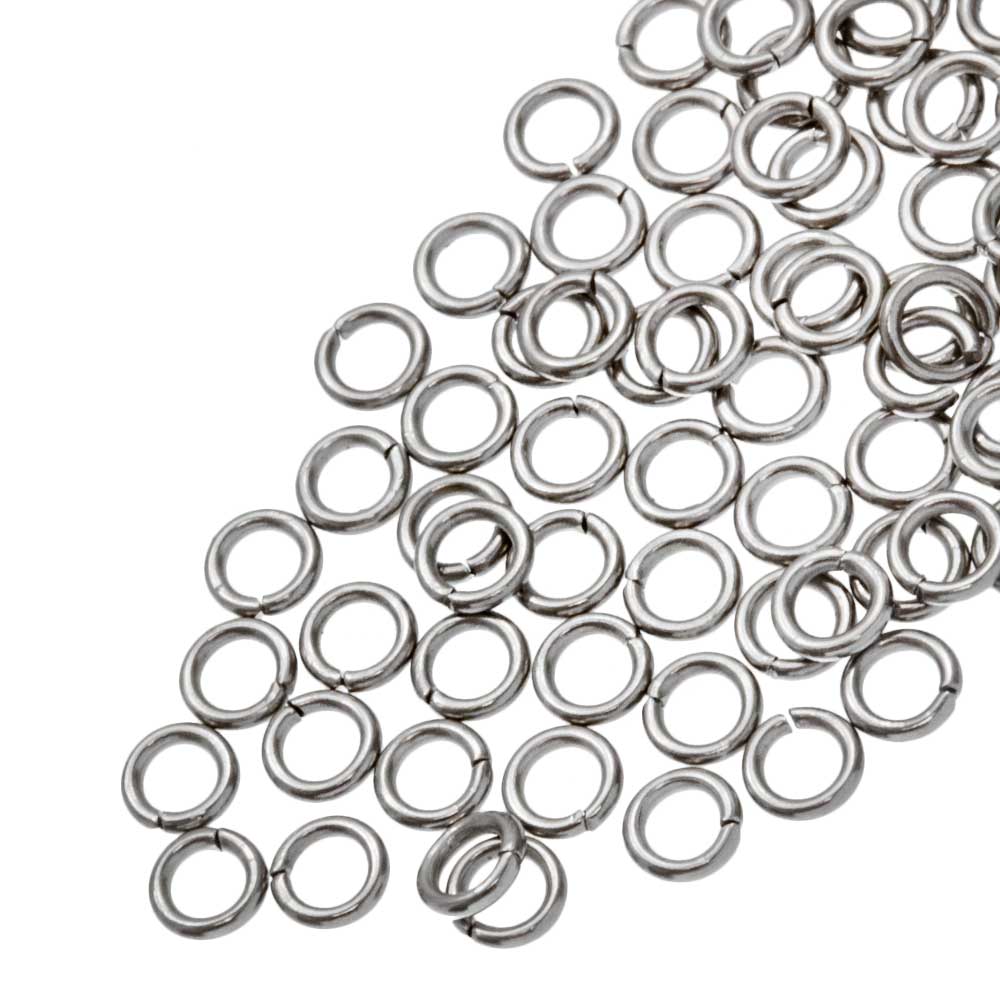Anneaux de Saut Acier Inoxydable (4 x 0.8 mm) Argent Antique (100 pièces)