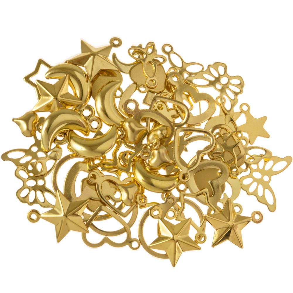 Mélange de Breloques Acier Inoxydable (8.5 - 16 x 8 - 15 x 0.6 - 4 mm) Or (60 pièces)